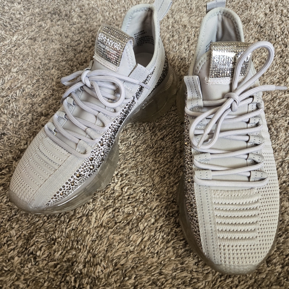 Steve Madden Maxima Rhinestone Gray Slip On Women's Sneakers Size 8